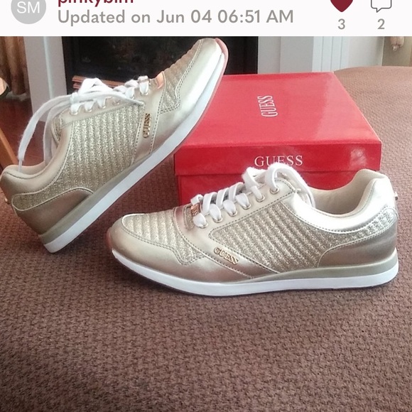 Guess Gold Sneakers. Size 9 - Picture 2 of 7